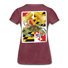 Load image into Gallery viewer, Women’s Premium MD Crab T-Shirt - heather burgundy
